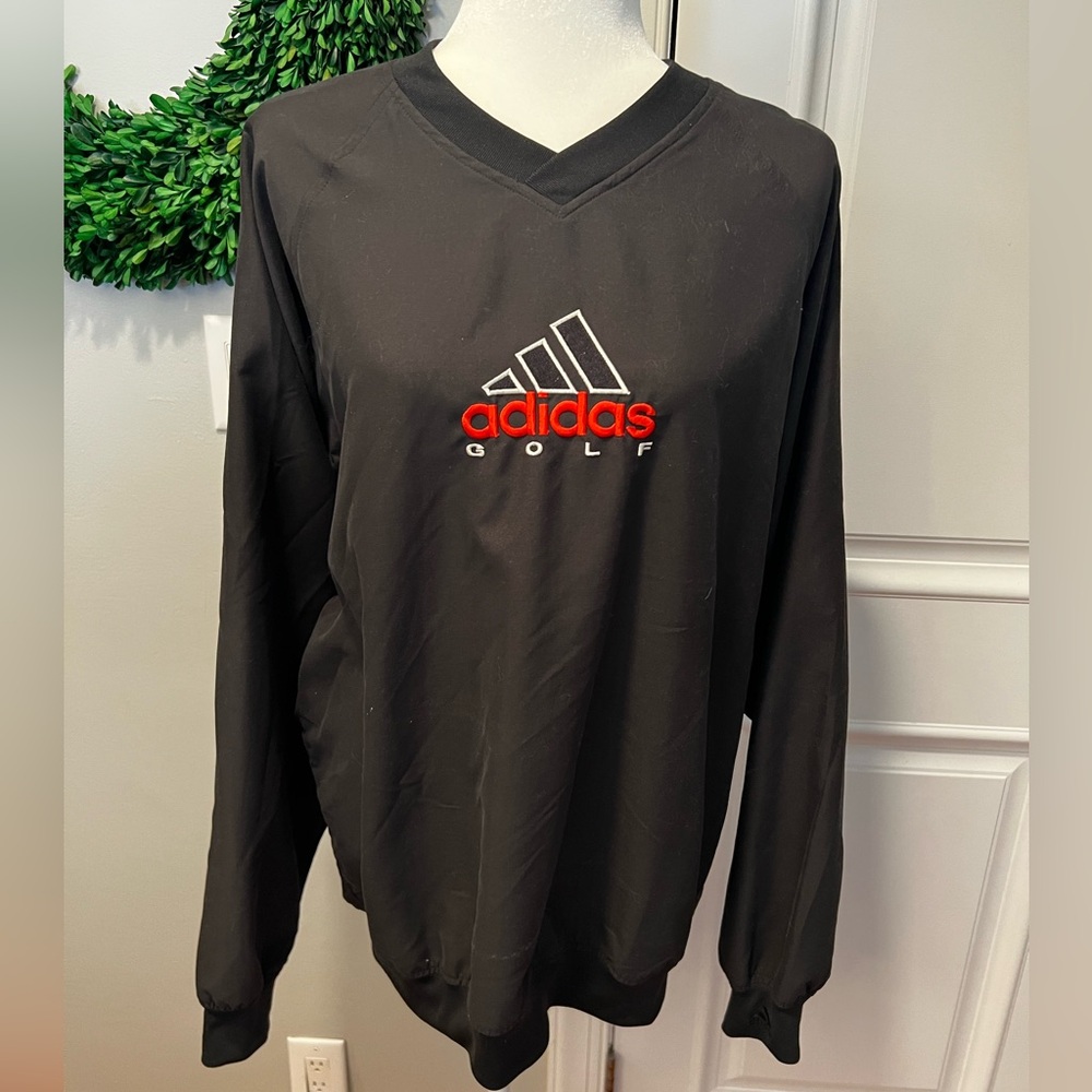 Adidas Black Windbreaker Jacket with Red Logo